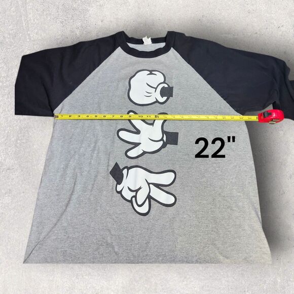 Y2K Vintage Mickey Style Rock Paper Scissors Raglan Tee XL Cartooncore Baseball - Picture 7 of 10
